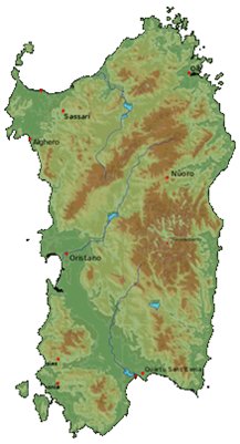 Sardinian ja Algheron kartta