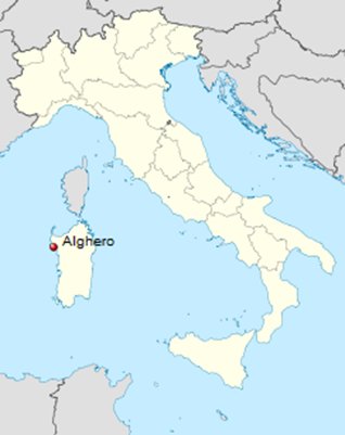 kartta Alghero - Sardinia - Italia sijainti