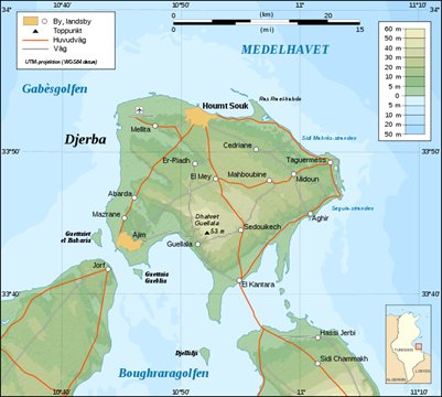 Djerban saari kartta