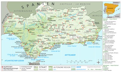 kartta Espanjan Andalusia