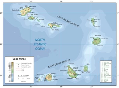 Kap Verden saaret sijainti kartta