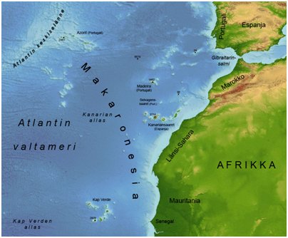 Makaronesian saaret Kap Verde saari sijainti kartta