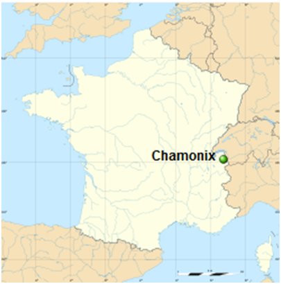 Ranska Chamonix sijainti kartta