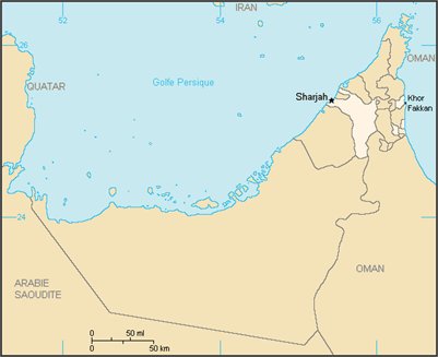Sharjah sijainti kartta Yhdistyneet Arabiemiirikunnat